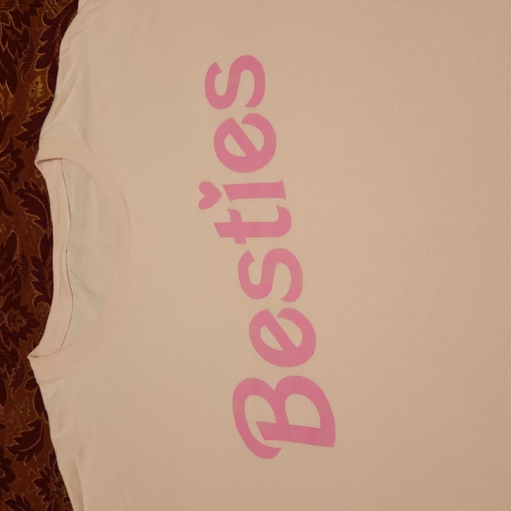 Custom "Besties" short-sleeve t-shirt, light pink